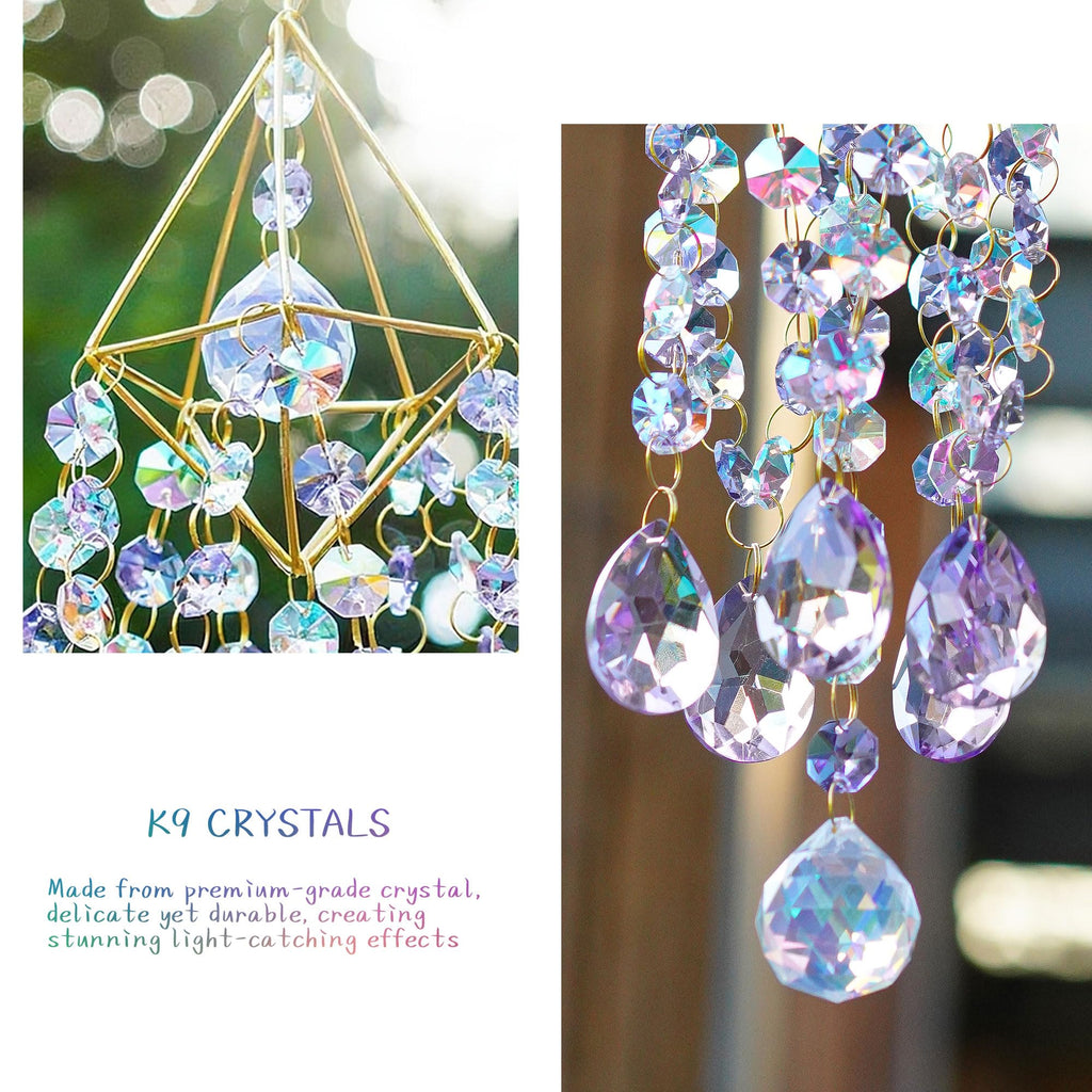 21.5'' Crystal Prisms Suncatcher for Window Hanging,Purple