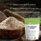 Kate Naturals Psyllium Husk Powder for Fiber, Digestion & Baking Bread. Mixes Easily with Juice & Smoothies (1.5lb, Organic, Gluten Free, Fine Ground)