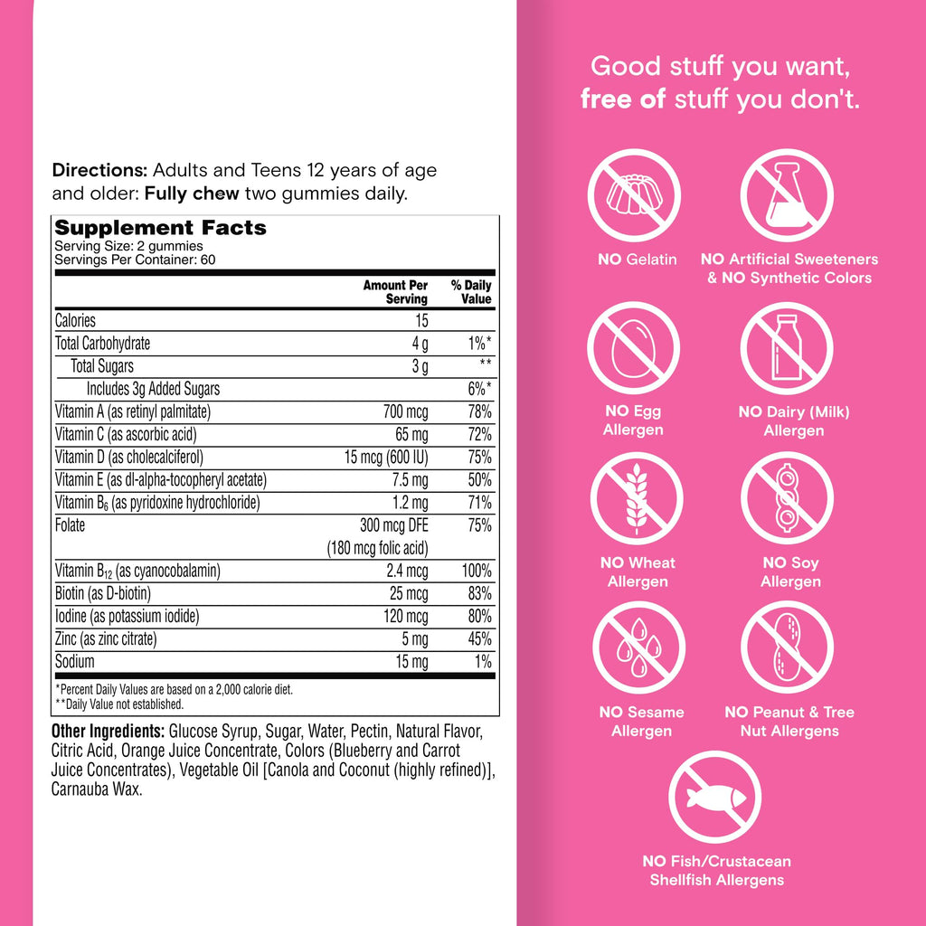 One A Day Teen Girl’s Daily Essentials Multivitamin Gummies, Teen Girl Multivitamins with Biotin, Vitamin B12 and B6, Vitamin C, Raspberry Natural Flavor, 120 Gummies