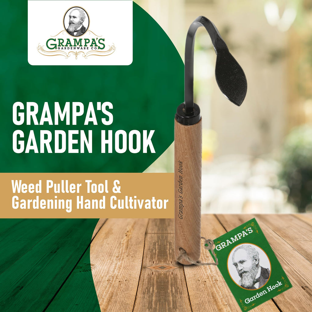 Grampa's Garden Hook Weeder & Cultivator Tool for Digging, Edging, Planting