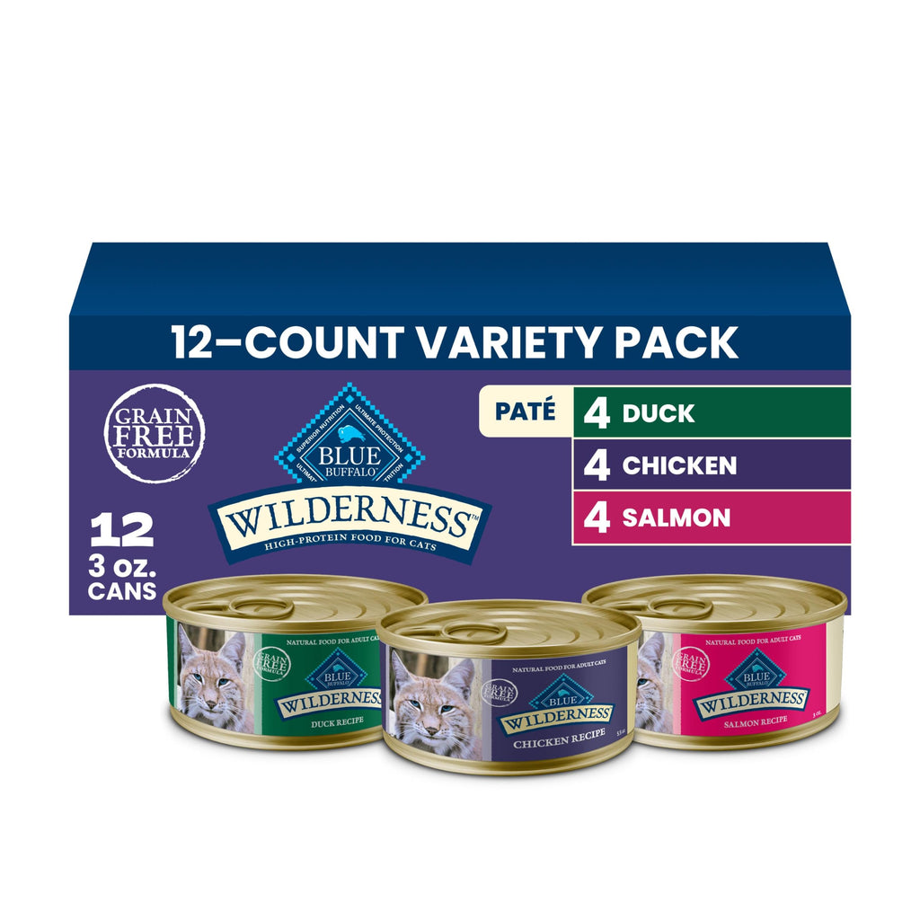 Blue Buffalo Wilderness Variety Pack Adult Paté Wet Cat Food, 3 oz, 12 ct
