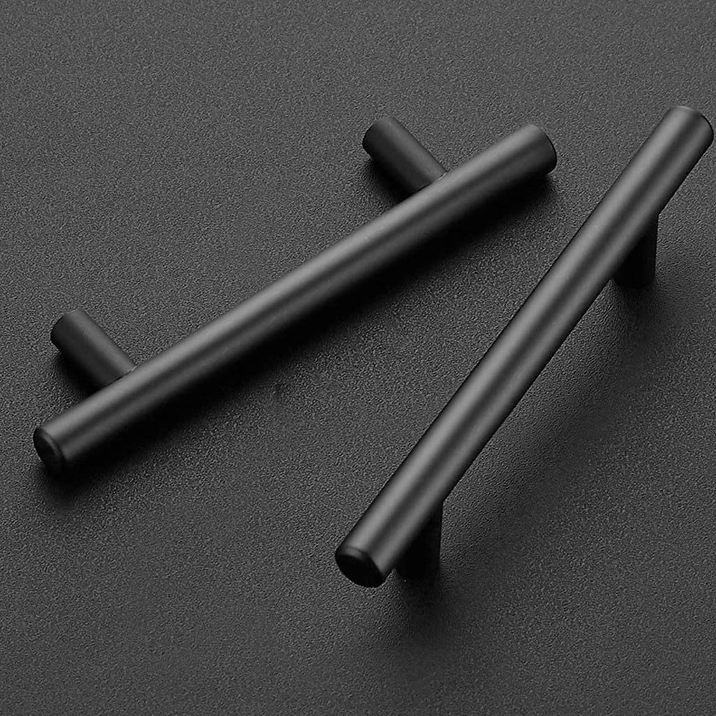 JOY DECOR 10 Pack 6-3/8 Inch Cabinet Pulls Kitchen Cabinet Handles with 4 Inch Hole Center Matte Black Cabinet Hardware Stainless Steel Kitchen Drawer Pulls for Cabinets Cupboard, 102mm Hole Centers