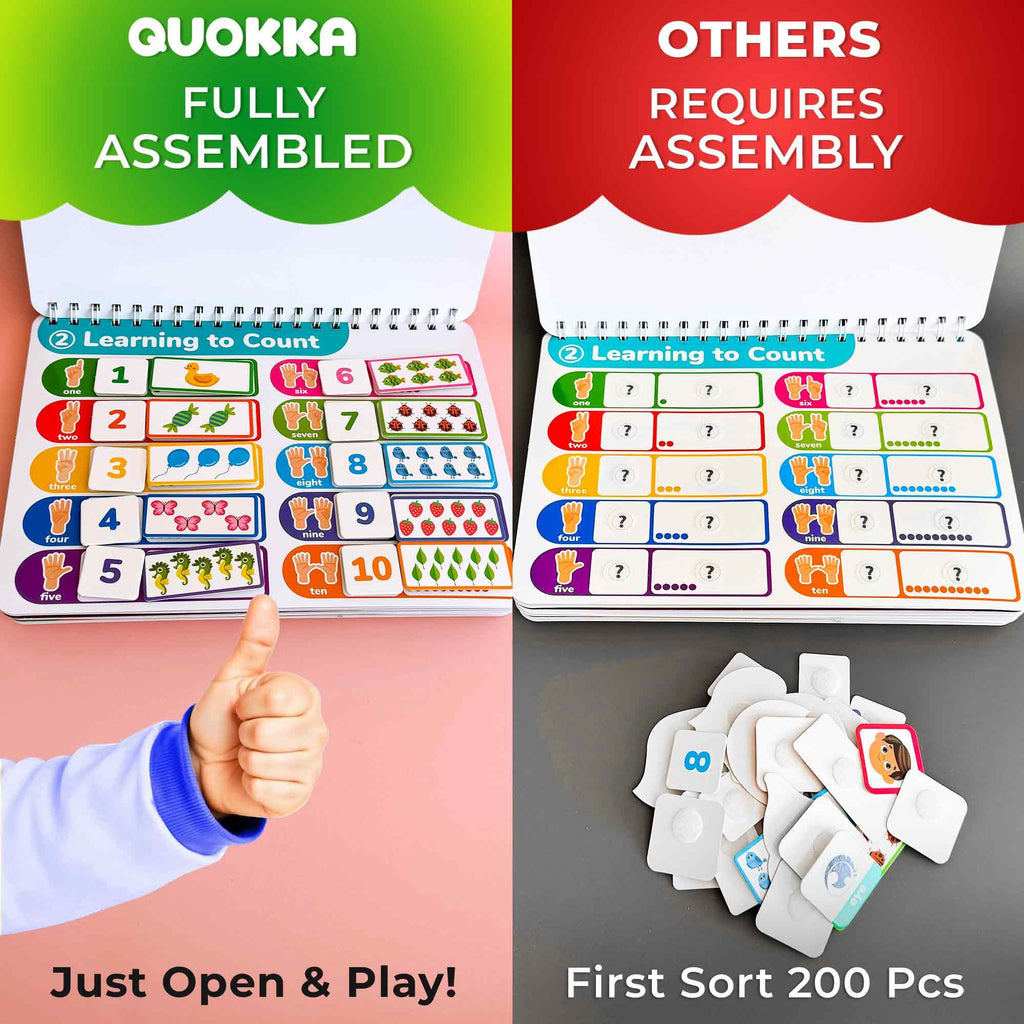 QUOKKA Montessori Busy Book for Toddlers 3-5 - Pre K Toddler Learning Activities for Homeschooling - My Preschool Busy Book for Ages 4-8 - 15 Kids Educational Activities