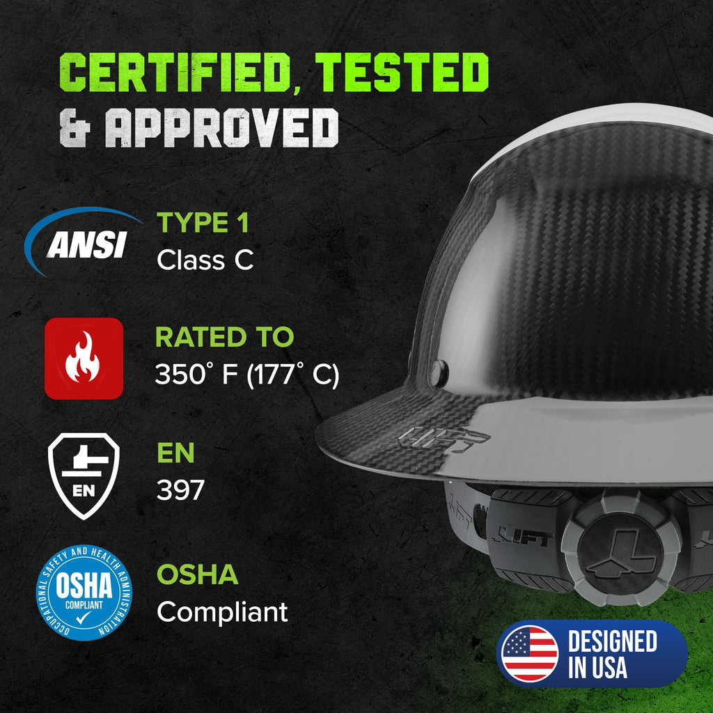 LIFT Safety HDF50C-20CK DAX Carbon Fiber Full Brim 50-50, White/Black Camo