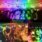 Mlambert 48FT Outdoor Patio RGB Cafe String Lights with Remote, Black