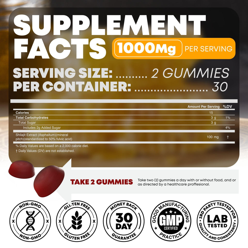 Peak Revival Shilajit Gummies with Manuka Honey - Promotes Optimal Recovery, Increases Energy & Endurance, Mixed Berry Flavor, 100mg per Serving, 60 Count (30 Servings)
