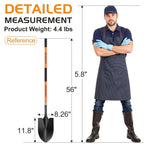 56-Inch Round Point Garden Shovel for Digging, Fiberglass Handle, Orange