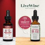 Organic Vitamin B12 1000 mcg Sublingual Liquid Drops For Adults, 6 Months Supply 1 oz, Methylcobalamin & Adenosylcobalamin - Bioactive Blend for Energy, Clarity & Focus - Vegan, Non-GMO, Unflavored