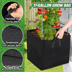 ANPHSIN Sturdy Square Tomato Cage with Movable 17 Gal Grow Bags, 3 Sets