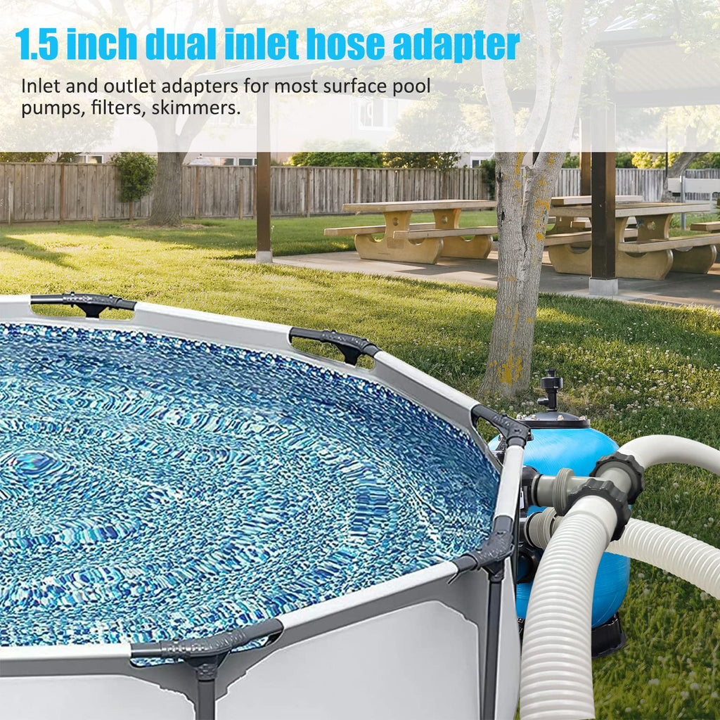 Taudang 1-1/2 inch T Tee Joint Pool Filter Pump Hose Connector 1.5" to 1.5" Replacement for Intex Swimming Pool Pumps,Pool Hose Adapter and Filter Pumps (3 interfaces)