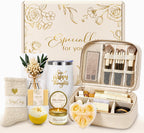 BodyRefresh Birthday Gifts for Women, Christmas Self Care Spa Gift Basket with Empty Makeup Bag, Thinking of You Care Package Gift Box, Get Well Soon Gifts for Women, Mom, Friend, Sister, Gift Set
