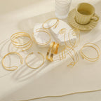 17KM 9PCS Gold Arm Cuff Bracelets for Women, Boho Statement Gold Upper Arm Bangle Band Armlet, Open Adjustable Cuff Bracelet set Stackable Jewelry