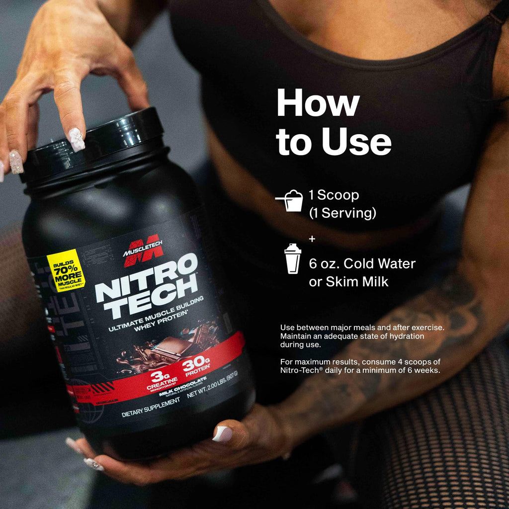 Muscletech Whey Protein Powder (Vanilla Cream, 4 Pound) - Nitro-Tech Ultimate Muscle Building Formula with Whey Protein Isolate - 30g of Protein, 3g of Creatine & 6.8g of BCAA - Packaging May Vary