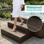 ROMIVO Hot Tub Steps with Storage Extra Wide, 2-Step Spa Stairs — Non-Slip Heavy Duty 500 lbs, Easy Assembly, Slip-Resistant, Universal for Hot Tub, RV, Camper, Pool Deck & Bath — Fits Any Size, Brown
