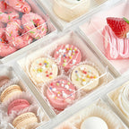 Ocmoiy White Charcuterie Boxes with Clear Lids 4x4 Inch, 100 Pack Square Kraft Bakery Cake Slice Boxes with Window, Dessert To Go Containers (100)