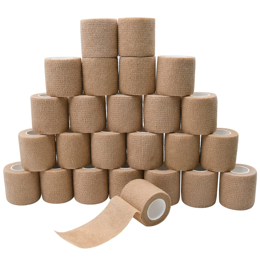 2" Self Adhesive Bandage Wraps, 24pcs Vet Wraps, Skin Color, 5 Yard Self Adherent Wraps for Sports, Wrist, Ankle and Swelling