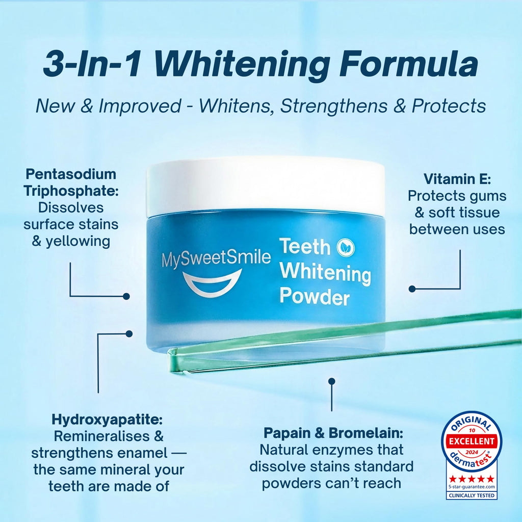 MySweetSmile Teeth Whitening Powder – 6 Month Supply – Removes Years of Coffee, Tea, Smoking & Ageing Stains – Dentist-Approved & Enamel-Safe – IndyBest Award-Winning Whitener – Fresh Mint Flavour