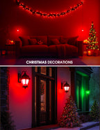 L LOHAS LED Red and Green Light Bulbs Outdoor 4 Pack, Red and Green Light Bulbs for Christmas Decoration, A19 9W, 720LM, E26 Base, Non-Dim