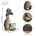 TERESA'S COLLECTIONS Garden Decor, Cute Hedgehogs and Faucet Garden Decor with Solar Light, Waterproof Resin Garden Statue, Outdoor Hedgehogs Figurines, Garden Gift for Women Mom, Indoor/Outdoor