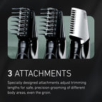 Panasonic Electric Body Groomer and Trimmer for Men, Cordless Washable Wet Dry Groomer with 3 Comb Attachments, Black ER-GK60-S