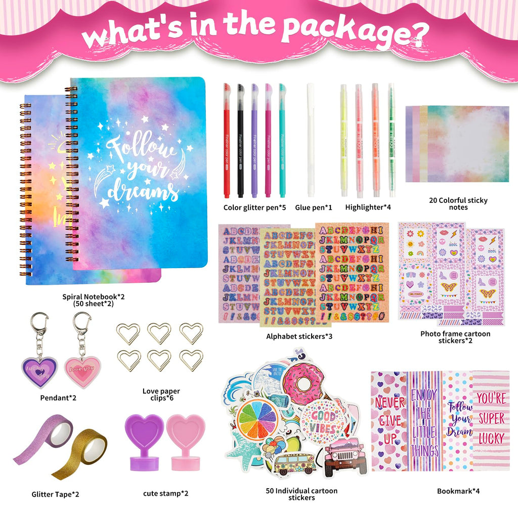 OIHEW DIY Journal Kit for Girls/Teen/Tween, 2 PC Stationery | Scrapbook | Diary | Journaling Art Crafts Supplies Set, Christmas | Birthday Gift for 8 9 10 11 12 13 14 Year Old Girl Ideas