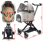 ROODO 2026 Upgraded Version 3 in 1 Dog Cat Stroller with Detachable Carrier Lightweight Folding Portable All Terrain Pet Travel System Puppy Kitty Doggie Bunny Stroller for 30lbs (Light Grey)