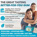 AshwaGum RELAX Gum by BetterGum, High Potency Supplement with KSM 66 Ashwagandha and Gaba, Supports Stress and Anxiety Relief, Cortisol Support, Alternative to Gummies, Sugar-Free, 10 Pieces - 6 Pack
