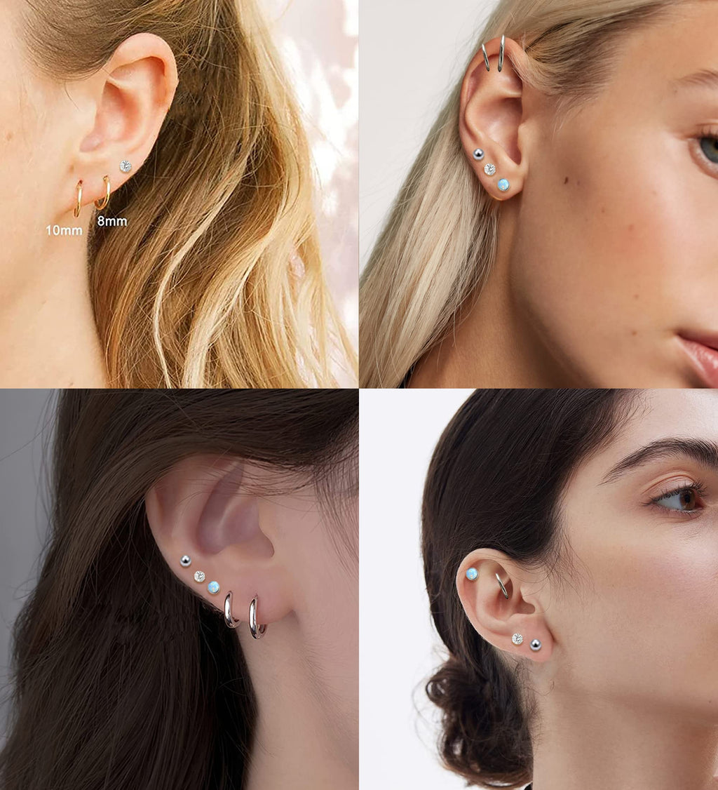 MJust G23 Titanium Earrings Set – Hypoallergenic Flat Back Studs & Hoops
