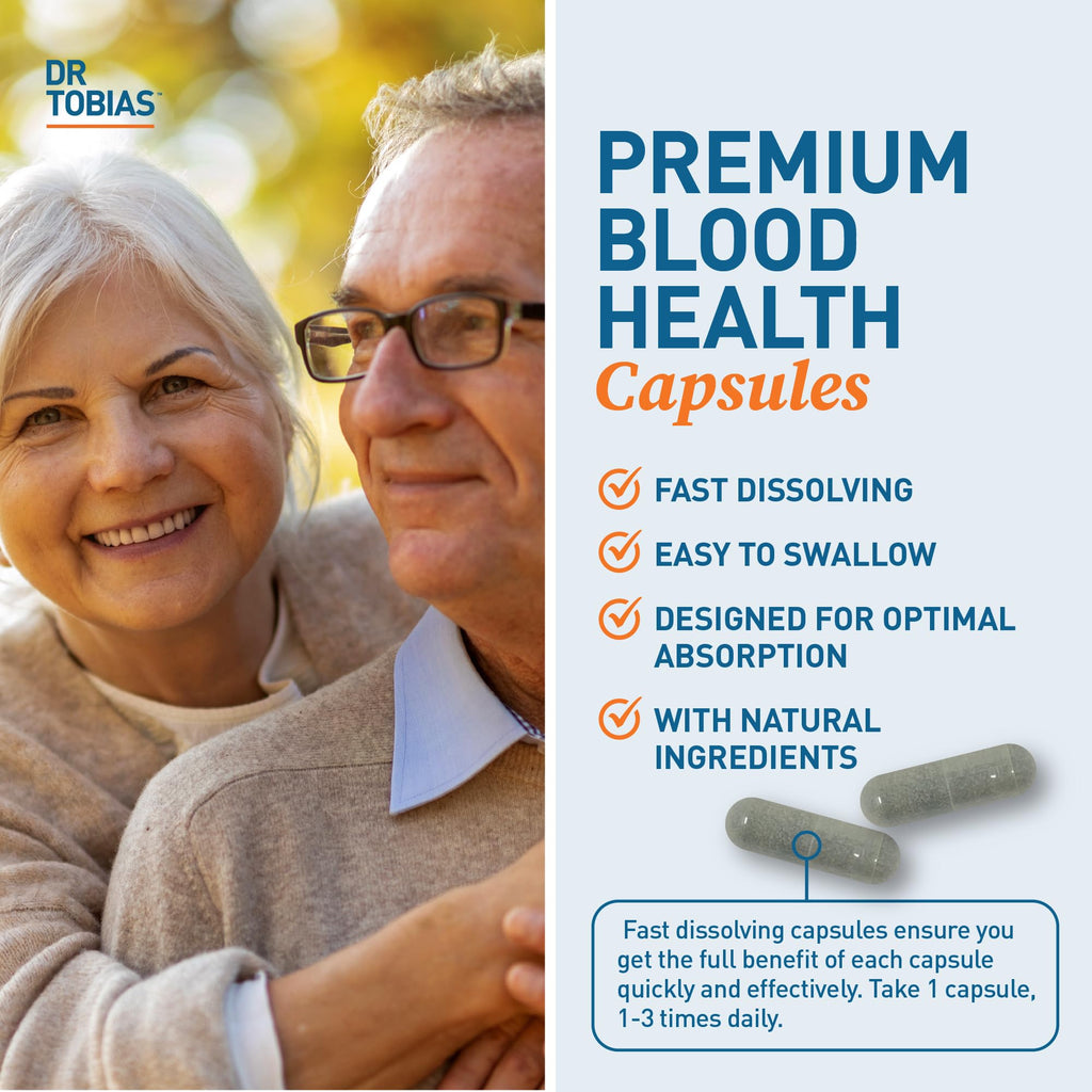 Dr. Tobias Blood Pressure Support Supplement with Hawthorn, Hibiscus Flower, Olive Leaf & Garlic, Supports Normal Circulatory Health with Vitamins C, B6, B12, Niacin, Folate & Herbs, 90 Capsules