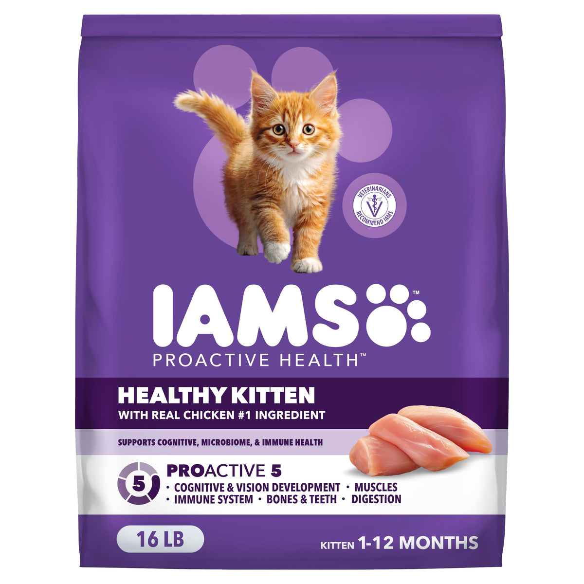 IAMS Proactive Health Healthy Kitten Dry Cat Food, Chicken, 16 lb
