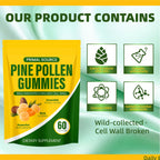 JXlspe Primal Source Pine Pollen Gummies-Herbal Extracts Combined with Gummy-Maximum Absorption - Men's Daily Energy & Recovery Supplement (1)