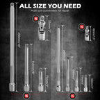 9-Piece Socket Extension Bar Set, 1/4" & 3/8" Drive Ratchet Extensions 2", 3", 4", 6", 8" & 10" with Universal Joints, CR-V Steel for Tight Spaces