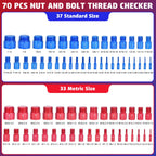 70 Pcs Thread Checker Nut and Bolt Thread Checker Set with 37 Inch and 33 Metric Box Set Thread Gauge SAE and Metric Sizes Perfect for Tight Spaces Ideal for Bolt and Nut Size Checking