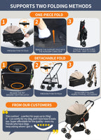 MILA&LOUIS Dog Stroller Pet Stroller for Medium Dogs Durable PU 4-Wheel Dog Strollers for Small Dogs Lightweight Foldable Dog and Cat Stroller Dog Stroller for Dog 55 Lbs with Cup Holder