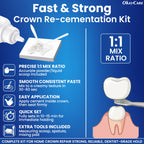 Zinc Oxide Eugenol Dental Cement Kit – Instant Tooth Repair, Cap, Crown & Bridge Filling | Ultra Strong & Pulp-Soothing Formula | Long Lasting - Easy Mix-and-Use Dental Adhesive for DIY, Home & Clinic