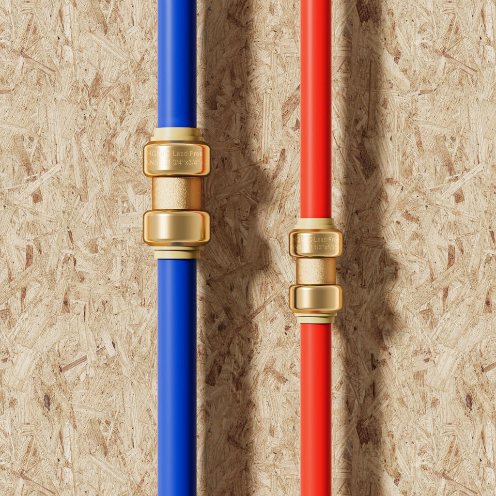 HQMPC 1" Pex fitting Straight Coupling Push Fit PEX Fittings, Push-to-Connect Copper, CPVC, No Pb Brass Plumbing Fittings (2, 1 Inch(1"))