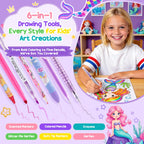 MAIGOZON 56 Pcs Scented Markers Art Supplies for Kids 4-8, Mermaid Toy Gift