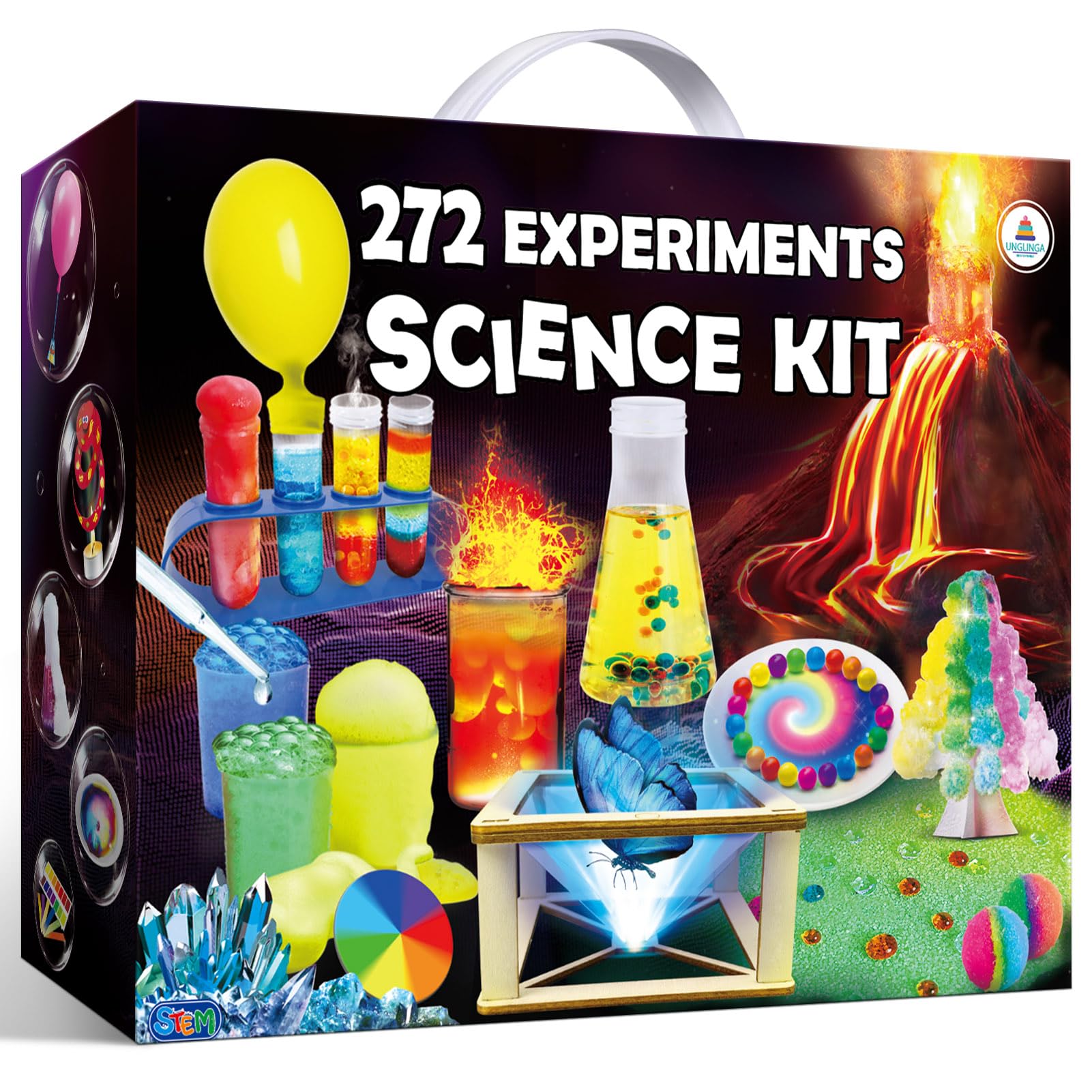 UNGLINGA 272 Experiments Science Kit for Kids, Chemistry Set, S.T.E.M Toys Boys Girls Birthday Gifts, Volcano, Crystal, Magic, Physics Lab Educational Learning Project