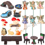 Roowest 19 Pcs Fairy Garden Kit, Miniature Fairy Garden Accessories Outdoor
