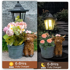Muzzysse Highland Cow Statues Outdoor Solar Sculptures with Solar Lights and Flowerpot Funny Garden Decor Animal Figurines Resin Outdoor Statues for Patio Yard Lawn Balcony Grandma Mom Gifts