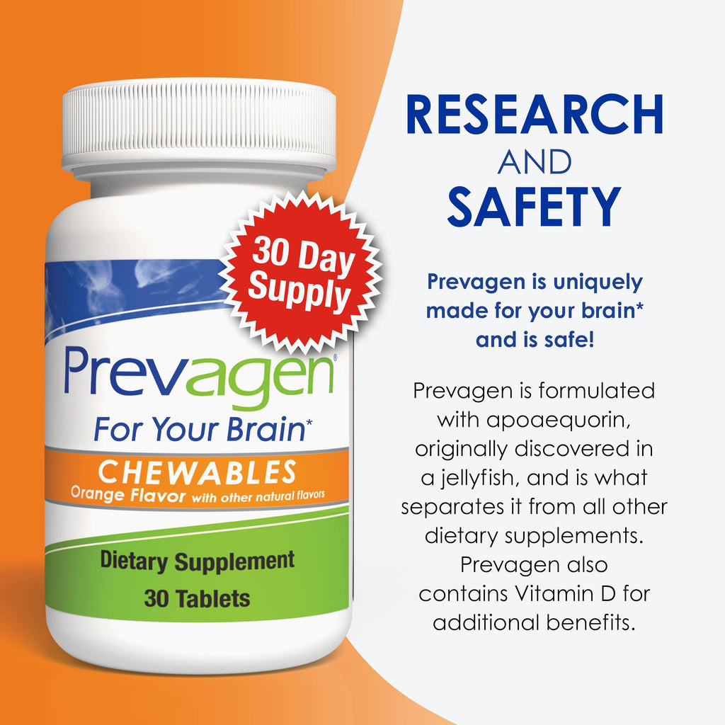 Prevagen Regular Strength Orange Chewables - 90 Tablets (3 Month Supply) | Formulated for Your Brain | 10mg of Apoaequorin Plus Vitamin D3 with 7-Day Pill Minder