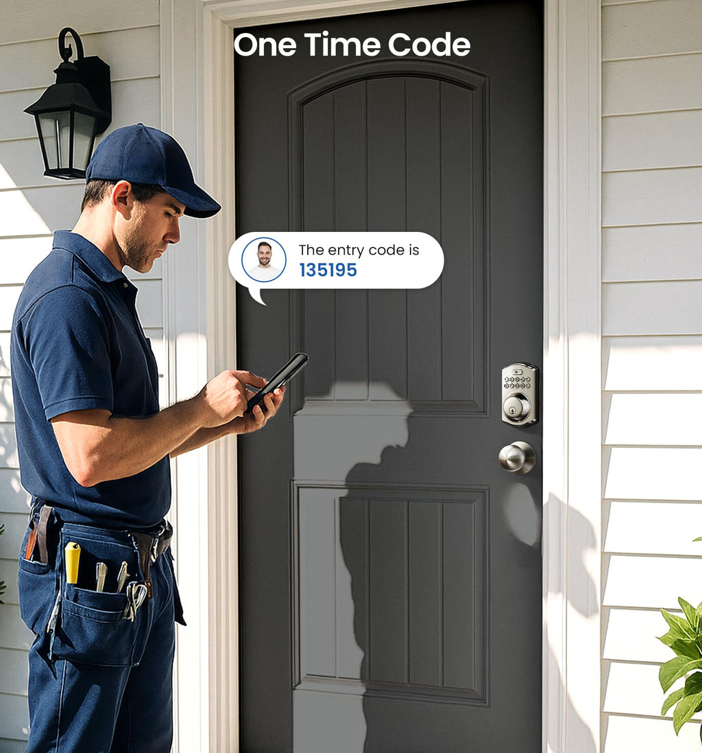 Veise Keyless Entry Door Lock with 2 Knobs, Electronic Backlit Keypad Deadbolt with Handle Set, Auto Lock, One-time Codes, Smart Deadbolt for Front Door, Easy Installation, Satin Nickel