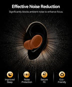 Ear Plugs for Sleeping 45dB Noise Cancelling Earplugs for Concerts, Snoring, Travel, Sleep, Reusable Silicone Noise Reduction Ear Plug Soft Ear Plug with 8 Ear Tips & Case Black