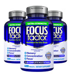 Focus Factor Adults Extra Strength, Brain Supplement for Memory, Concentration and Focus - Complete Multivitamin with DMAE, Vitamin D, DHA - Trusted Health Vitamins, 120 Count (Pack of 3)
