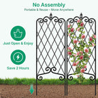 Amagabeli 2 Pack Garden Trellis for Climbing Plants 60" x 18" Rustproof Black Iron Potted Vines Vegetables Vining Flowers Patio Metal Wire