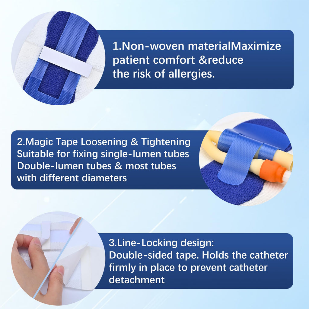 BeHerk Foley Catheter Stabilization Device, Self Adhesive Catheter Tube Urinary Leg Bag Holder Sticker, Catheter Supplies for PEG/G/Feeding Tube Holder Accessories, Pack of 10