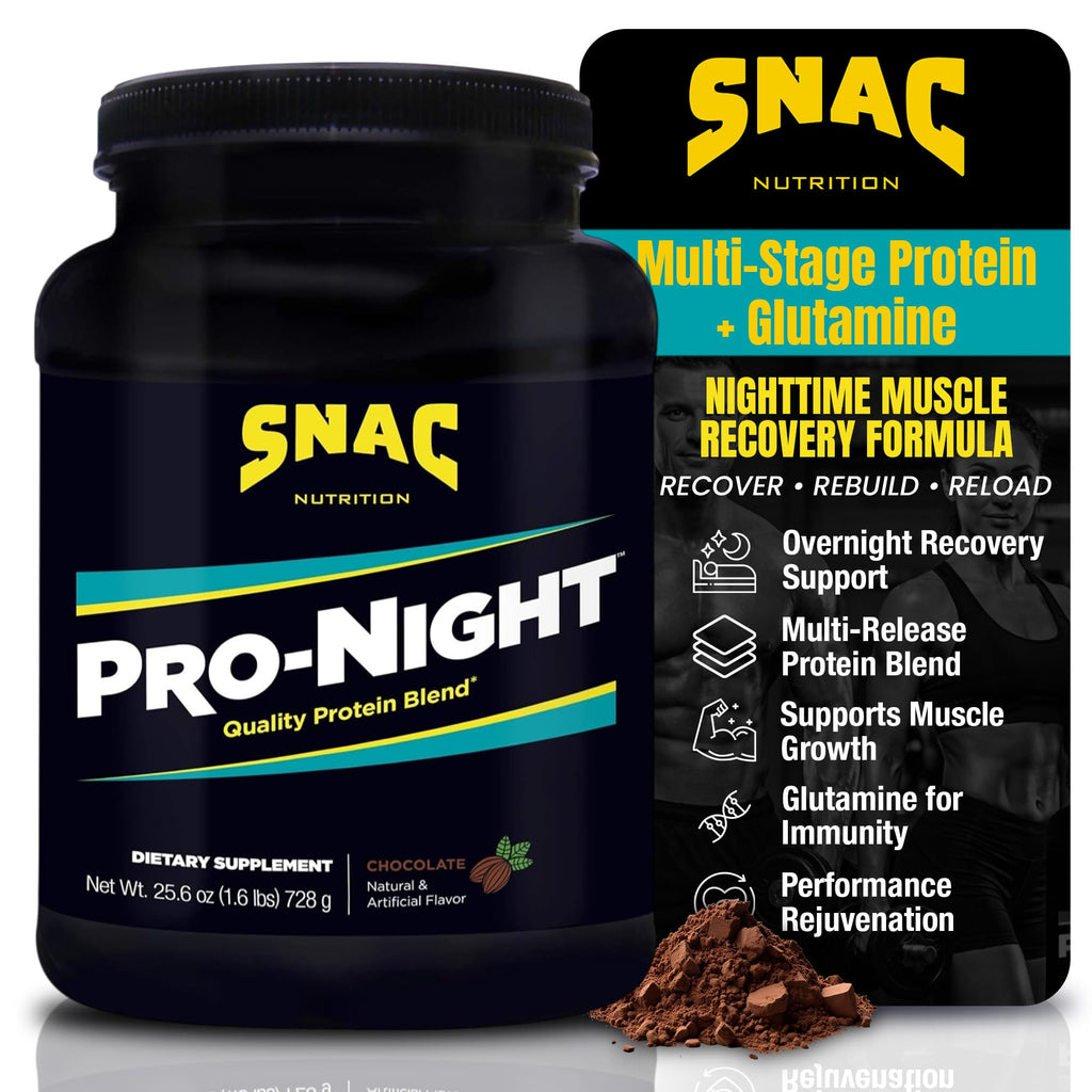 SNAC Pro-Night Protein Powder Blend - Flavored Protein, Chocolate, 1.6 lbs