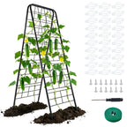 WAENLIR 50x17inch Cucumber Trellis Tomato cage with Dense Steel Grid–A-Frame Heavy Duty Metal Trellis for Raised Beds, Cattle Panels for Garden Trellis for Climbing Plants Outdoor (Black, 50x17inch)