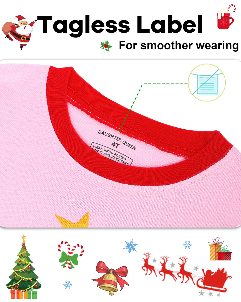 DAUGHTER QUEEN Girls Christmas Pajamas Set 100% Cotton Pjs Unicorn Pajamas for Big Girls Pj Kids Sleepwear Clothes Xmas Jammies Size 12 11 10-12 Youth Years