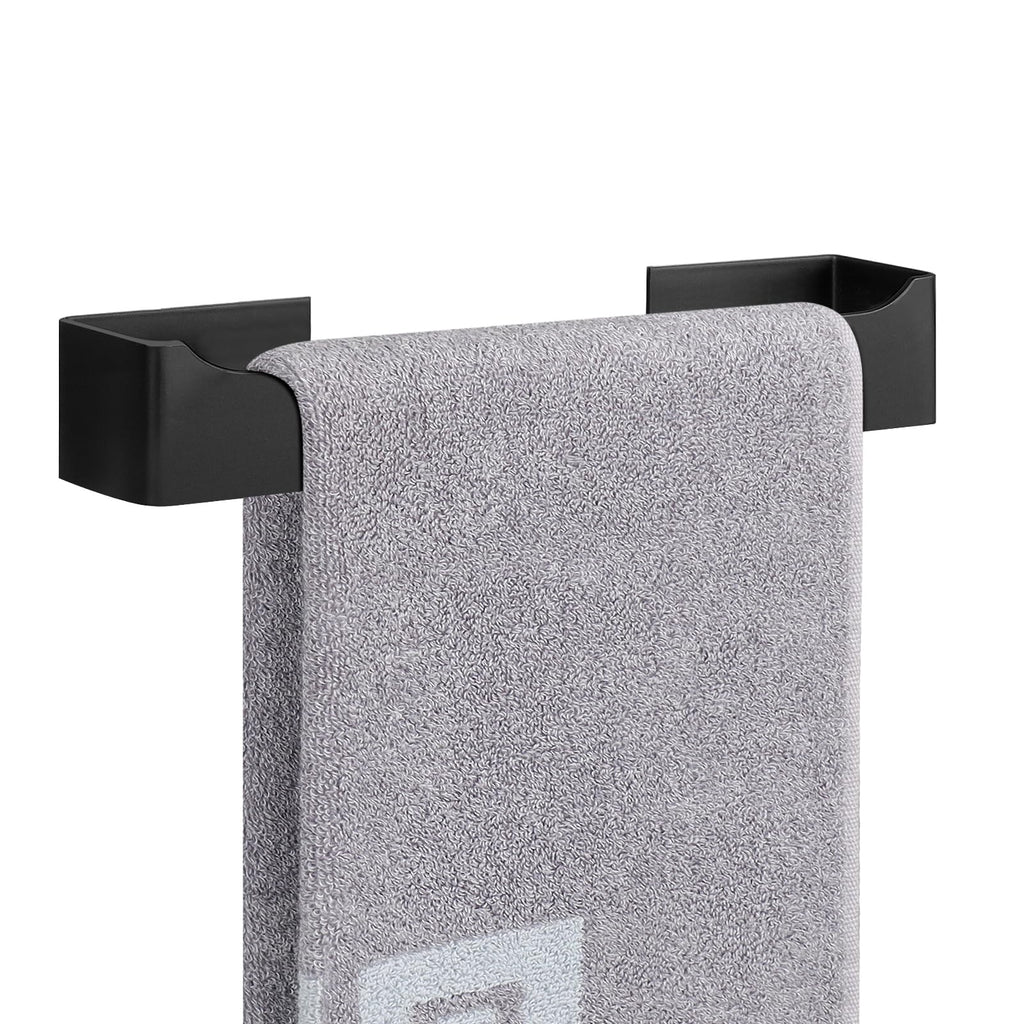 NearMoon Self Adhesive Hand Towel Holder/Towel Ring, Stainless Steel Hand Towel Bar Rustproof Stick on Wall-Towel Rack for Bathroom/Kitchen, Square Sticky and Wall Mounted (12 Inch, Matte Black)